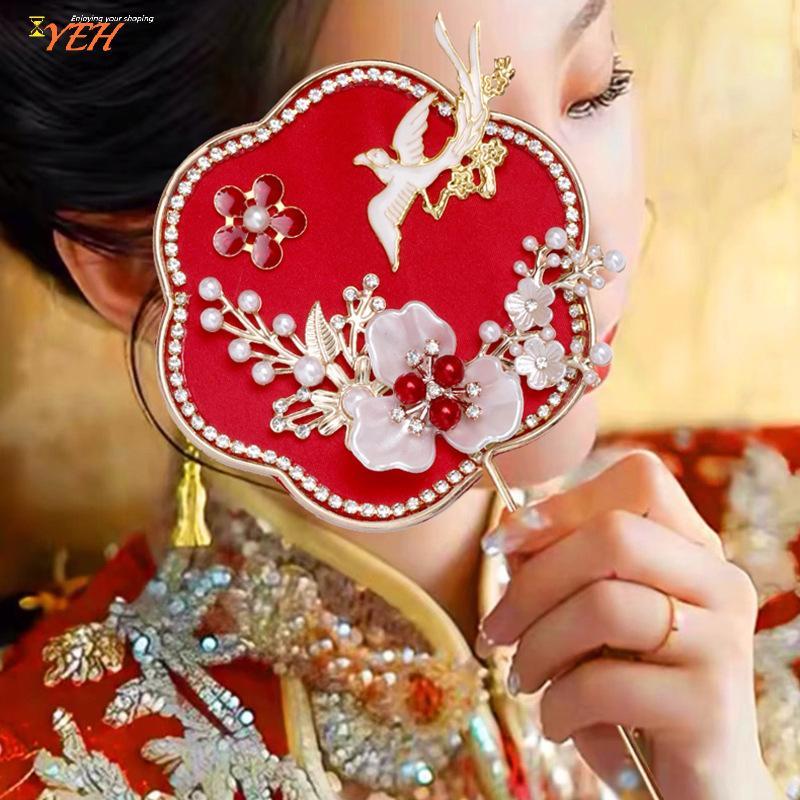 YEH Trung Quốc Retro Tốt Lu Quạt Cưới Cầm Tay Quạt Hoa Có sels Cổ Tinh Tế Mặt Dây Chuyền Quà Tặng CC