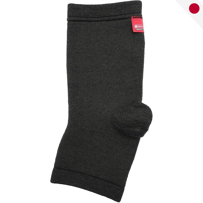 Mizuno Breath Thermo Ankle Support - Two Pack, Moisture-Wicking Heat Retention, Black, Free Size (An