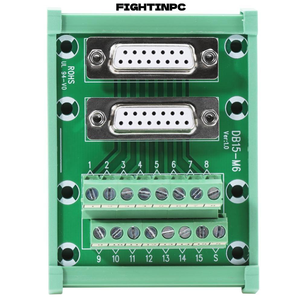 FIGHTINPC DB15 DIN Rail, DB15-M6 Mô-đun giao diện gắn ray DIN hai đầu nữ, Bảng kết nối DIN Rail Moun