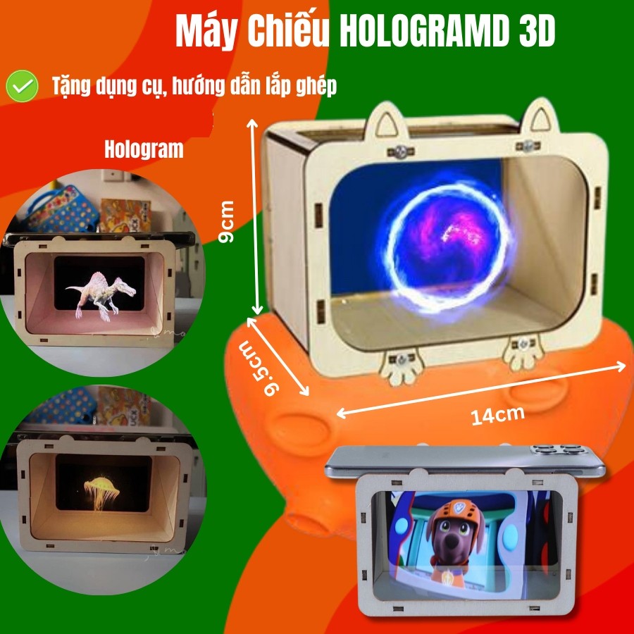 Combo Mô Hình Stem Máy Chiếu Phim 3D Hologram, Bộ Dụng Cụ Làm Hộp Kính Chiếu Hologram 3D Đồ Chơi Trẻ