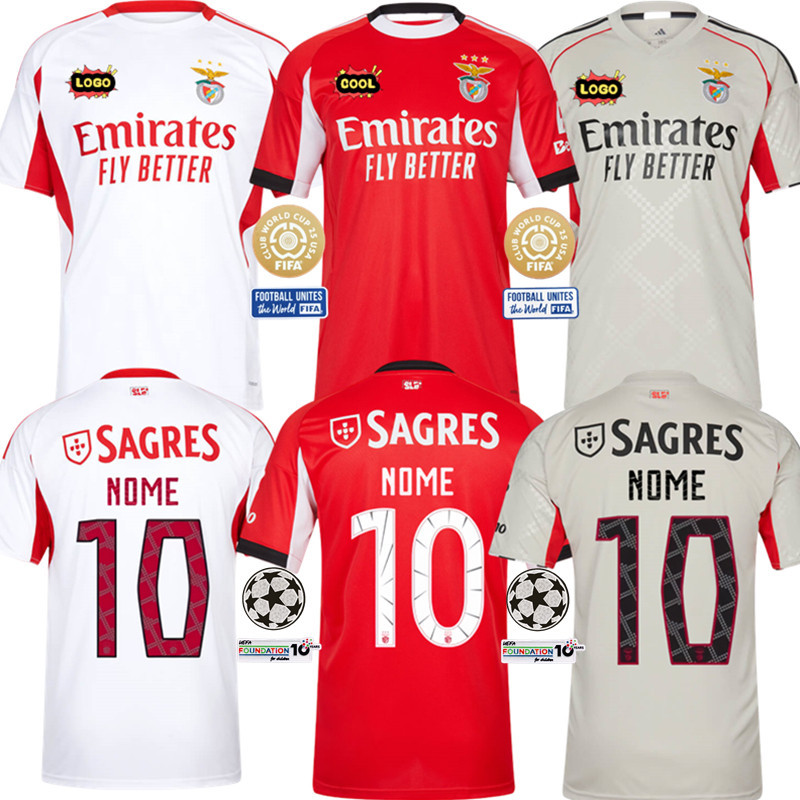 S-XXXXL Áo Bóng Đá CLB Benfica 25-26, Bộ Third Kit Nhà & Khách Cho Người Hâm Mộ