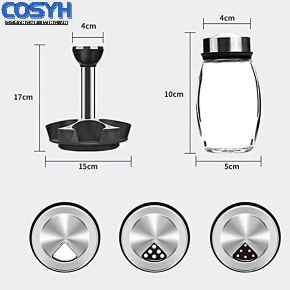 <cosyh>Rotating Spice Rack 360° Rotating Design Three Shaker Types Seasoning Organizer