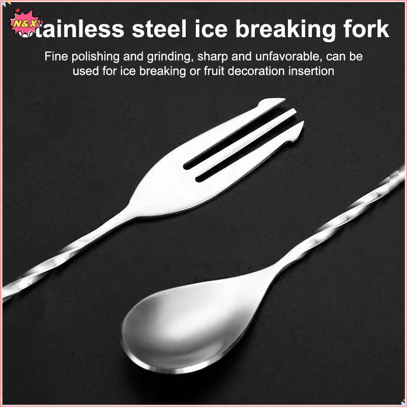 N & X Cotail Muddler Và Muỗng Trộn, Thép không gỉ Cotail Muddler Home Bar Bartender Tool Barware Set