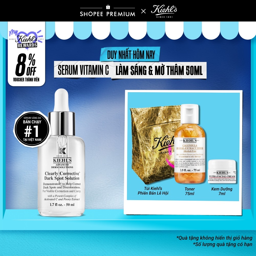 Serum Vitamin C làm sáng da & mờ thâm mụn Kiehl's Clearly Corrective™ Dark Spot Solution 50ml