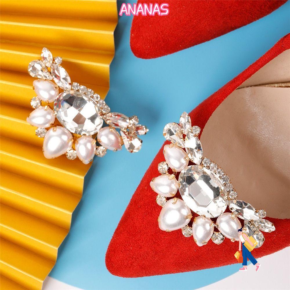 ANANAS 2 Chiếc Kẹp Giày Nữ Nữ Kim Cương Giả Pha Lê Cao Gót Giày Trang Trí
