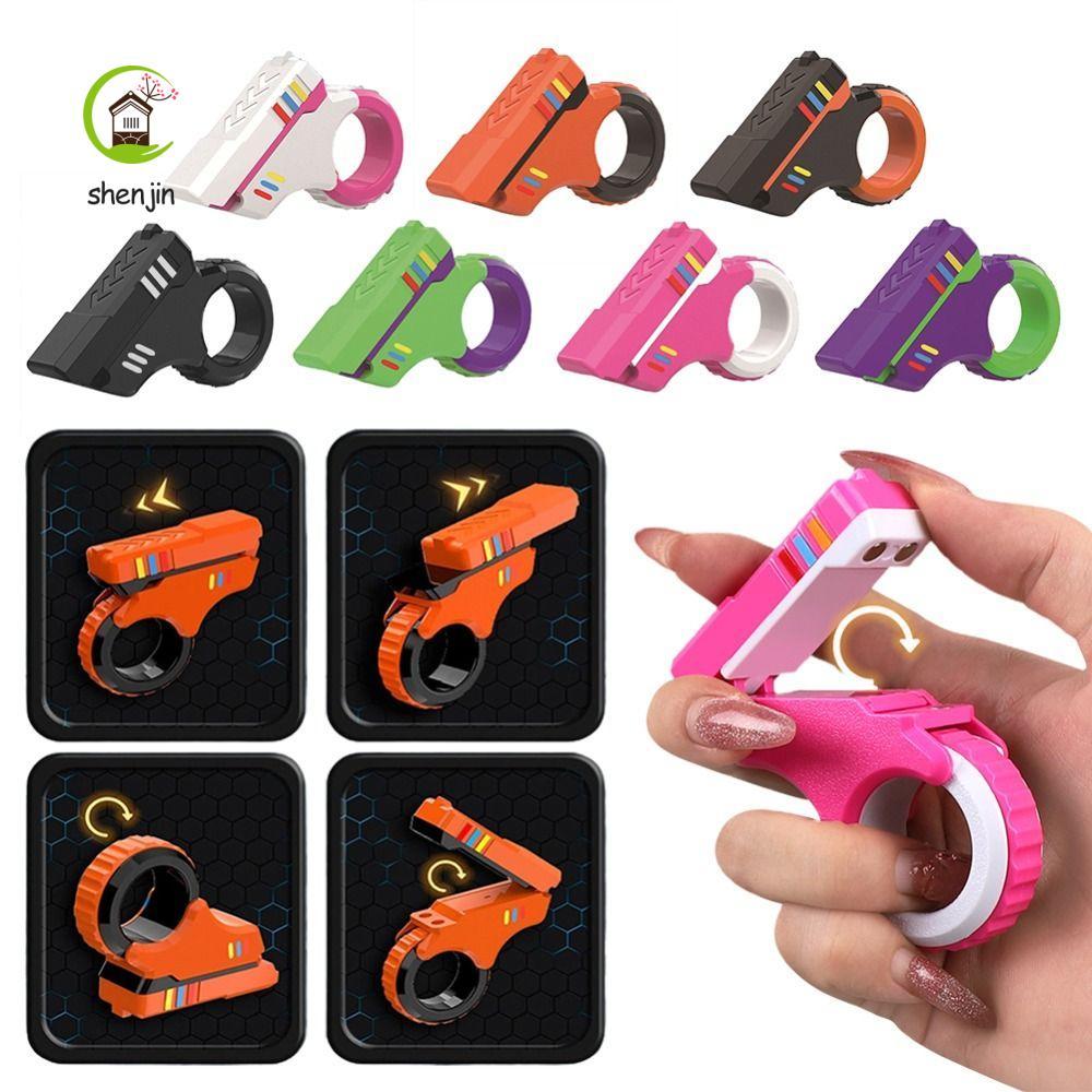 SHENJIN Thanh trượt ngón tay quay, Đồ chơi Spinner 7 màu in 3D, Bền gọn ABS Tay Spinner Fidget Ring 