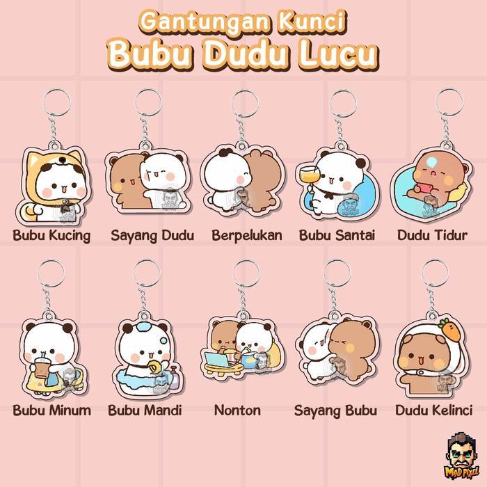 Gantungan Kunci Bubu Dudu Akrilik / Cute Acrylic KeyChain Lucu Bubu & Dudu UV Print / Couple KeyChai