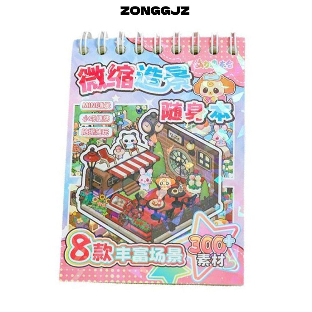 ZONGGJZ Cabin Scene Pocket Sticker, Nhà Thu Nhỏ PET Mini Phong Cảnh Sticker Sách, Phim Hoạt Hình DIY