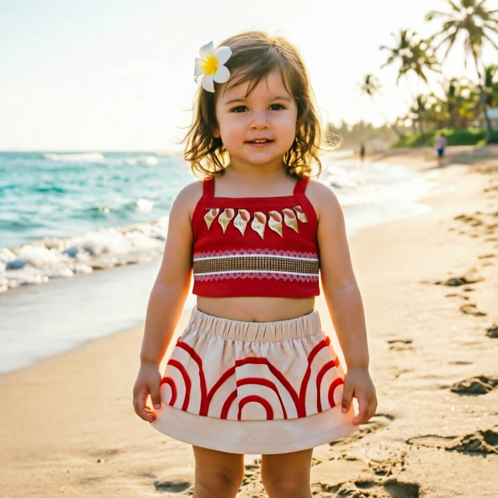 Thời Trang Moana Trang Phục Cho Bé Gái Đồ Bơi Mùa Hè Công Chúa Moana Đầm Terno Cho Bé Gái Áo + Váy Q