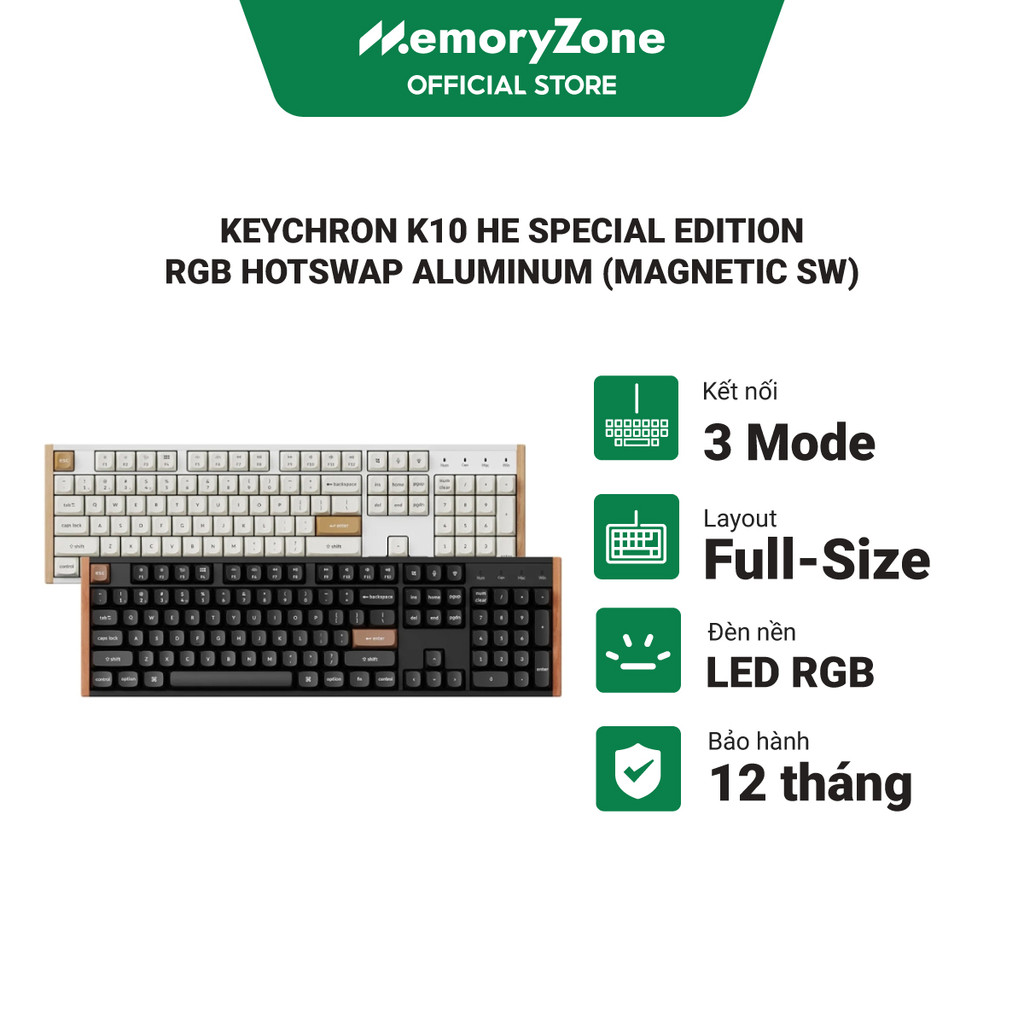 Bàn phím cơ không dây Keychron K10 HE Special Edition RGB Hotswap Aluminum (Magnetic Sw) - Bảo hành 