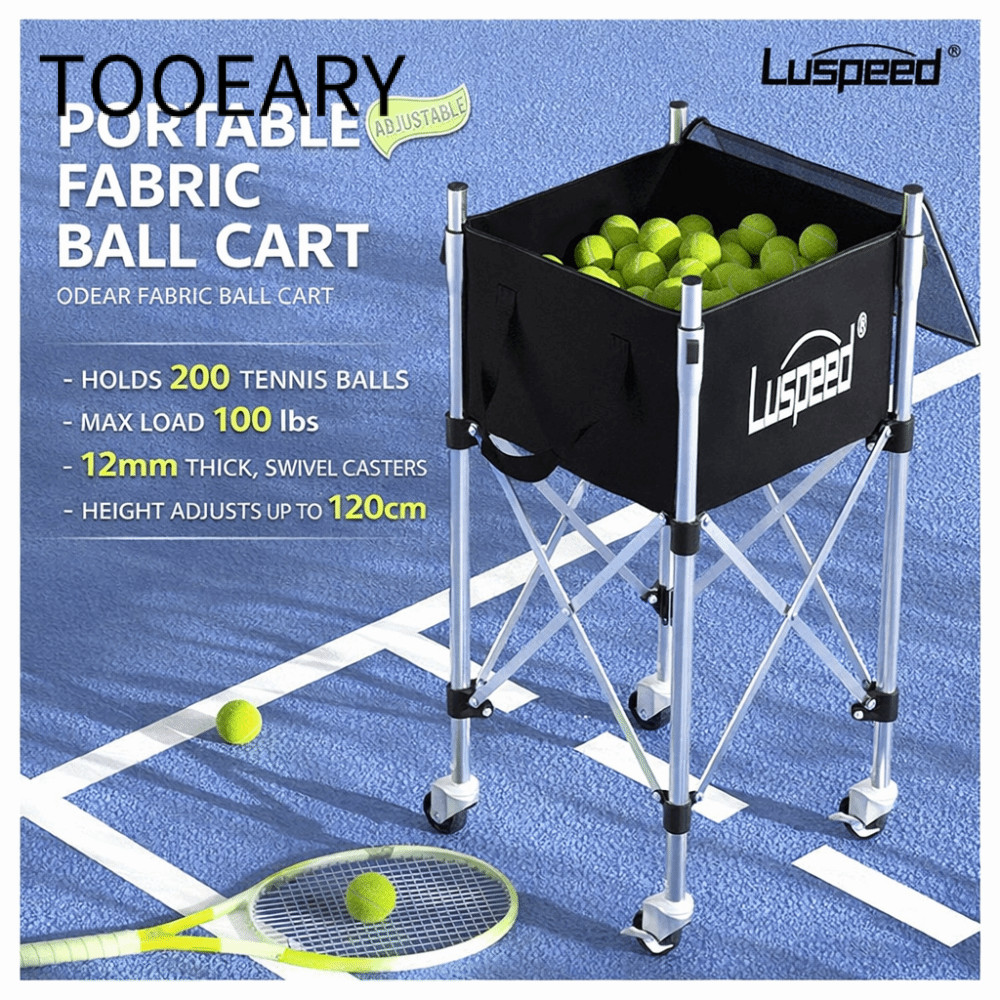 Xe đẩy bóng tennis Luspeed bằng thép không gỉ, điều chỉnh độ cao dễ dàng