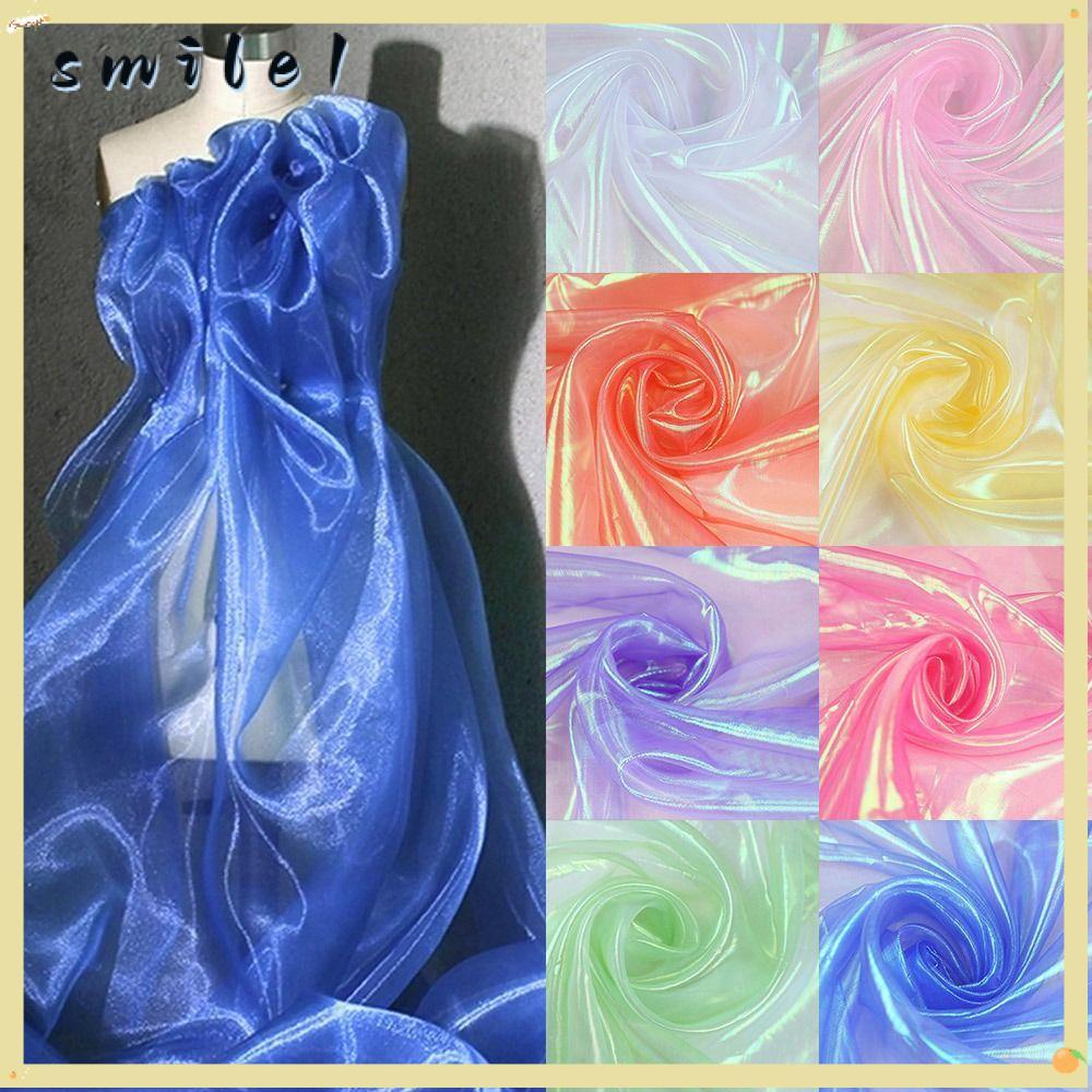 Vải Organza SMILE, Vải tuyn Laser Sáng Bóng Mỏng, Trang Trí Vải Tulle Trong Suốt Organza Váy Thiết K