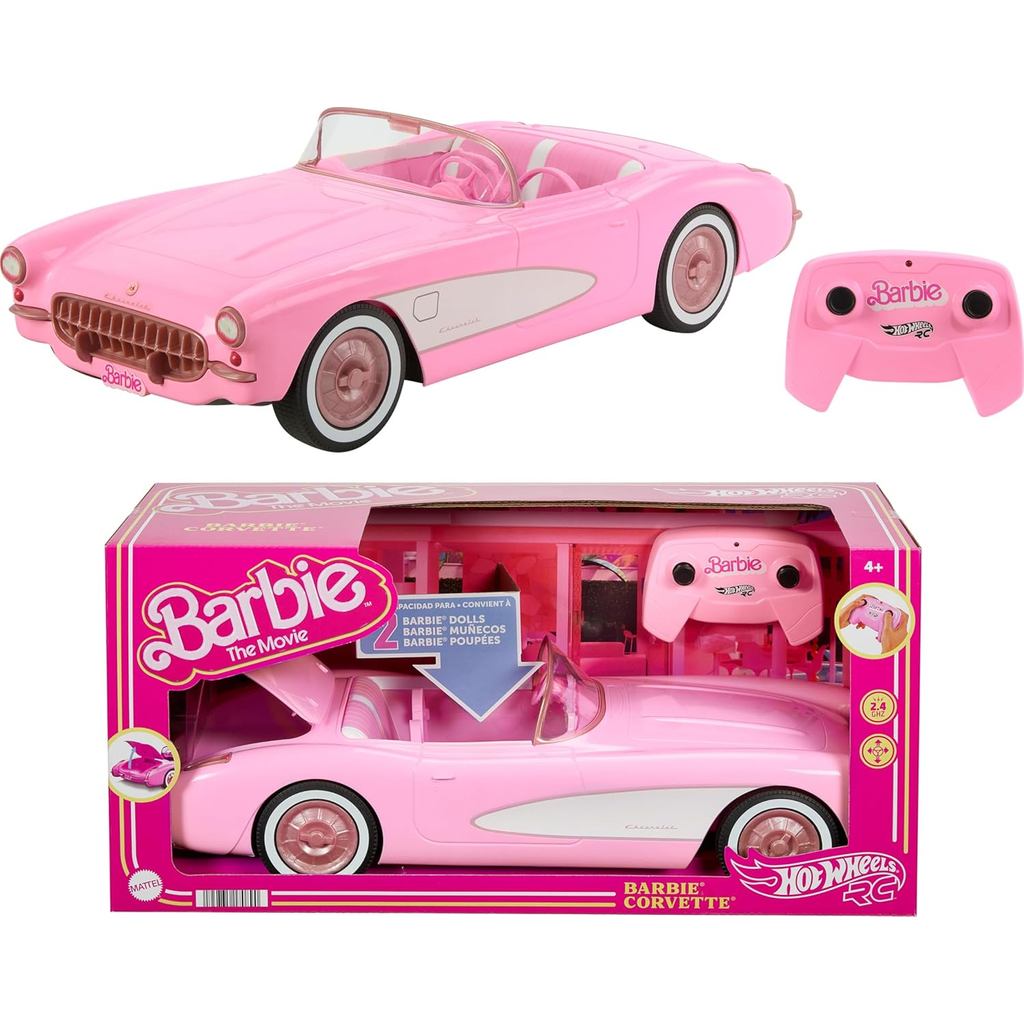 Barbie Hot Wheels RC Corvette từ phim, Đồ chơi điều khiển từ xa hoàn toàn chức năng Xe chứa 2 búp bê