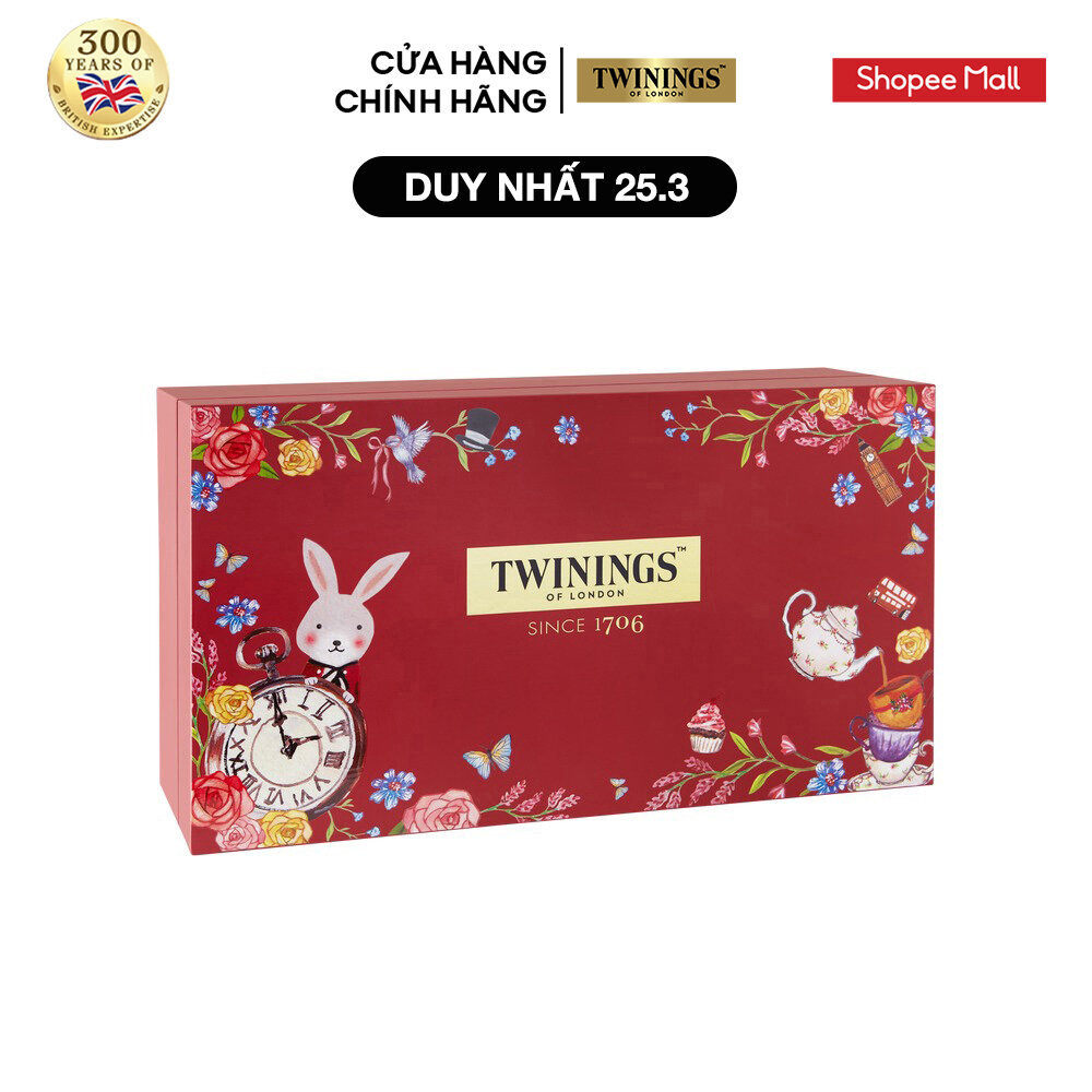 Hộp Quà Twinings Luxury (Hộp Thiếc Twinings Earl Tea và English Breakfast Tea 2 hộp x 100g) + Bộ Ấm 