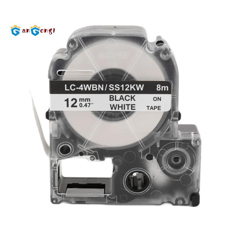 5 Gói Thay Thế -4WBN LC-4WBN9 (SS12KW) Băng Nhãn Cho LabelWorks LW300 LW400 LW500 LW700 Đen Trên Trắ