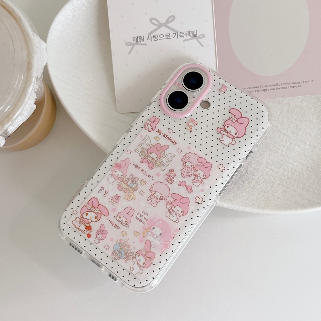 Ốp điện thoại TPU My Melody Pink Wave Dots cho Apple IPhone 17 16 15 Pro Max