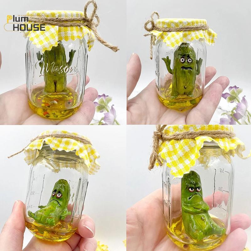 PlumHOUSE Grumpy Cọc Trong Lọ Điêu Khắc Ngộ nghĩnh Aojiao Jar Cọc Hoạt Hình Hiển Thị Sáng Tạo Mini G