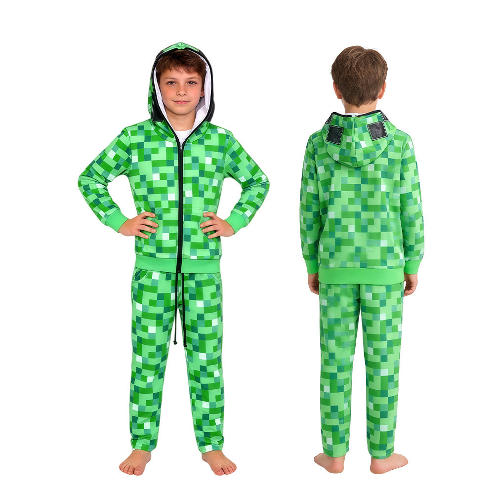C Minecraft Minecraft Creeper Trẻ em có mũ trùm đầu Trò chơi cosplay Đồ thể thao WJG