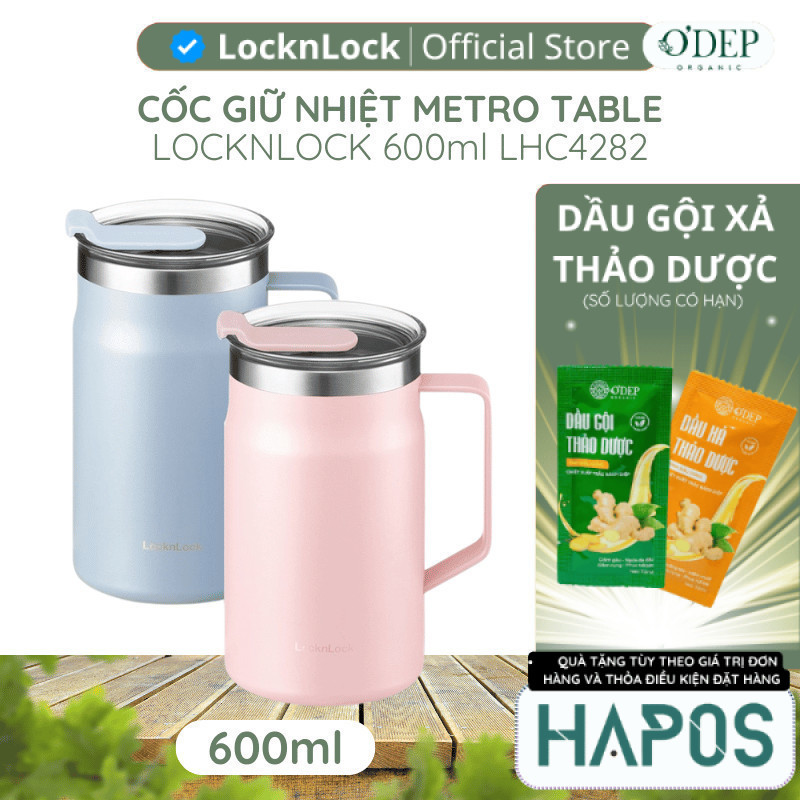 Cốc giữ nhiệt 600ml LocknLock Chính hãng Metro Table Mug LHC4282PIK - HAPOS LMK
