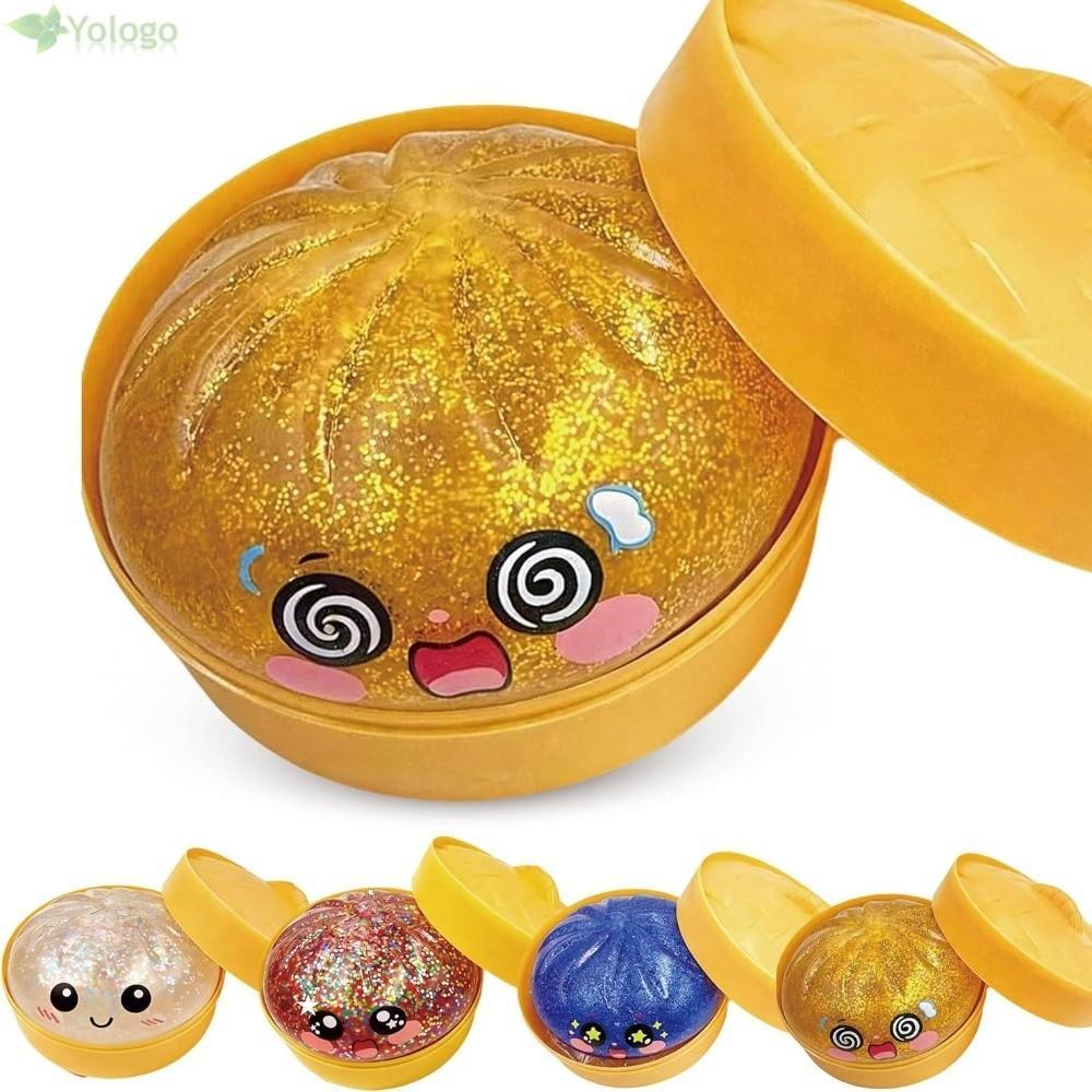 YOLOGO Bánh Bao Đồ Chơi Squishy, Lấp Lánh Với Máy Hấp Nhồi Bông Bun Squishy Pinch Le, Fidget Chậm Đà