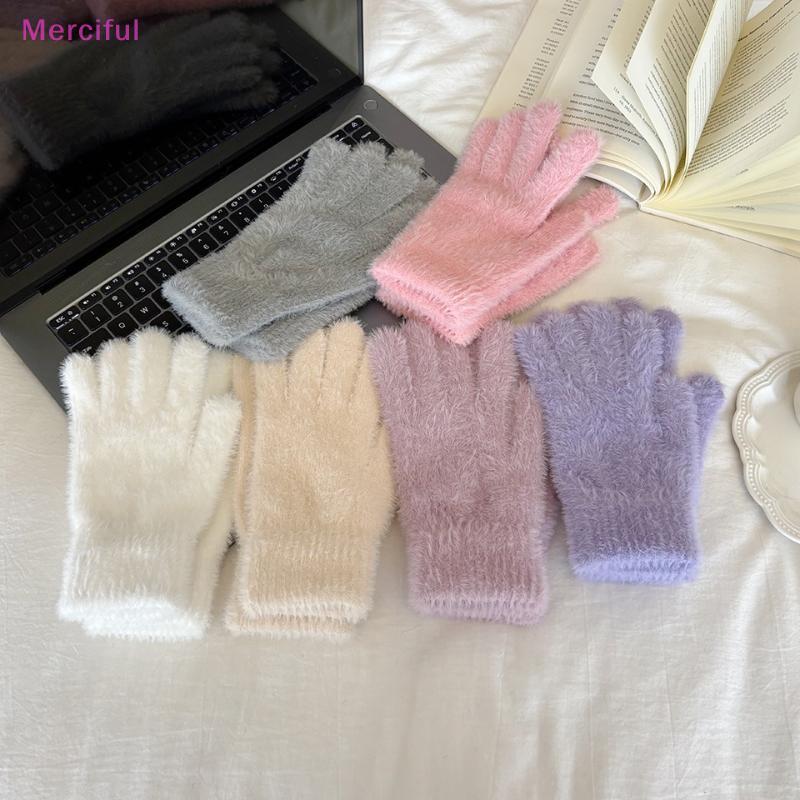 Găng Tay Knit Fake Ermine Velvet Texture, Ấm Áp Cho Các Hoạt Động Mùa Đông Ngoài Trời Như Đi Xe Đạp,