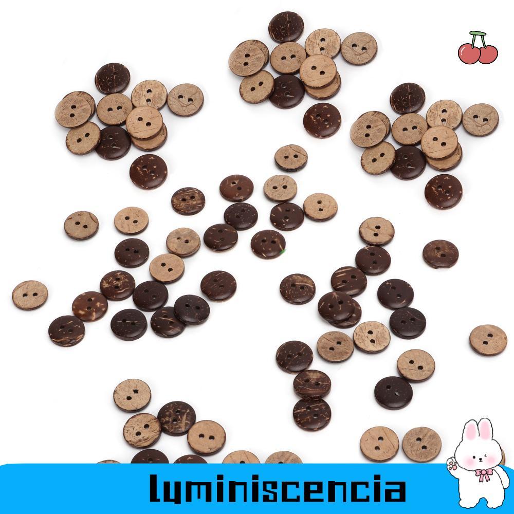 LUMINISCENCIA 200 Nút Vỏ Dừa, Nút Gỗ Dừa 2 Lỗ, May Gỗ Nút May Màu Nâu Tinh Tế Dự Án Móc