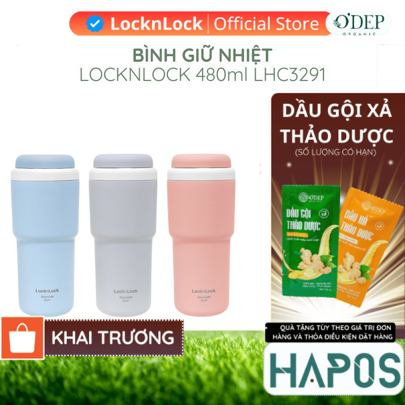 Ly giữ nhiệt LocknLock 480ml Macaron First Tumbler Titan LHC3291 LHC3292, thép 304 mạ titan - HAPOS 