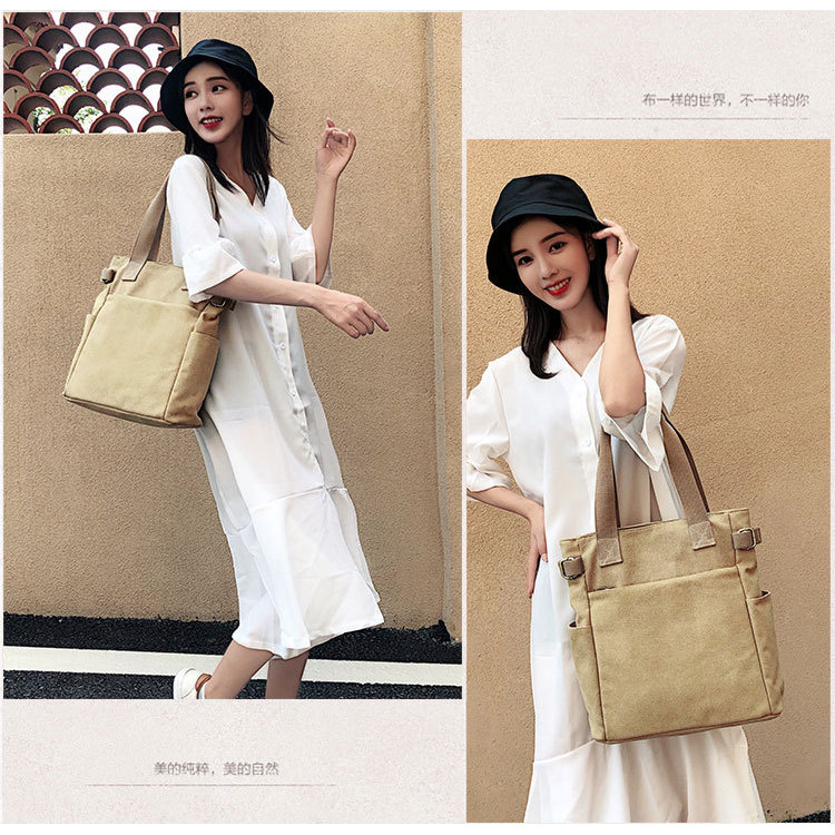 Authentic women's shoulder bag, large-capacity canvas bag, women's handbag, canvas tote bag, casual 