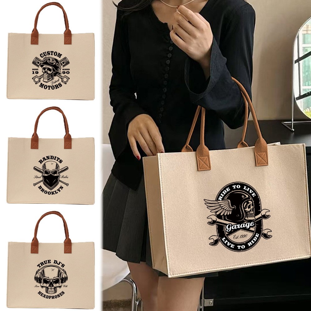 Large capacity Felt tote bag In stock Exquisite print 【Lowest price】 Large felt tote bag Commuter sh