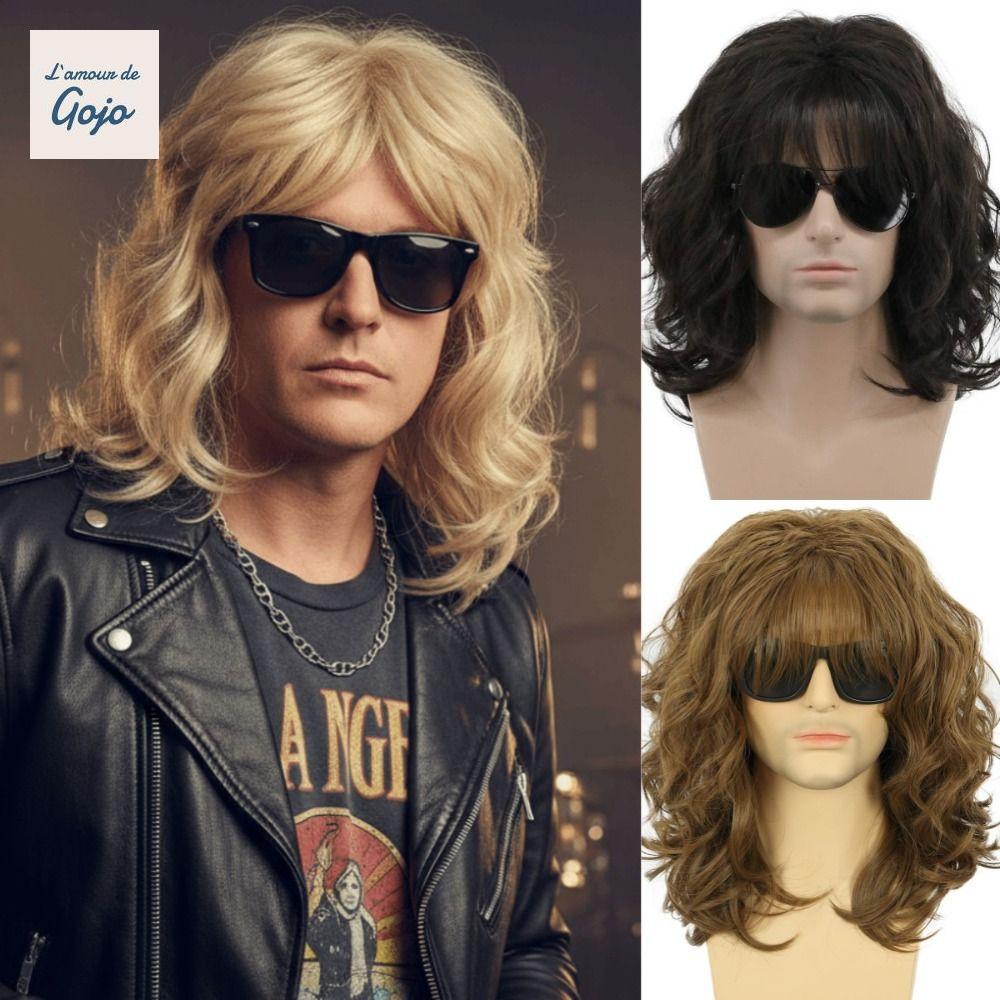 GOJO Tóc Giả Cosplay Nam - Style Hippie 70s-80s, Tự Nhiên & Sóng Tóc