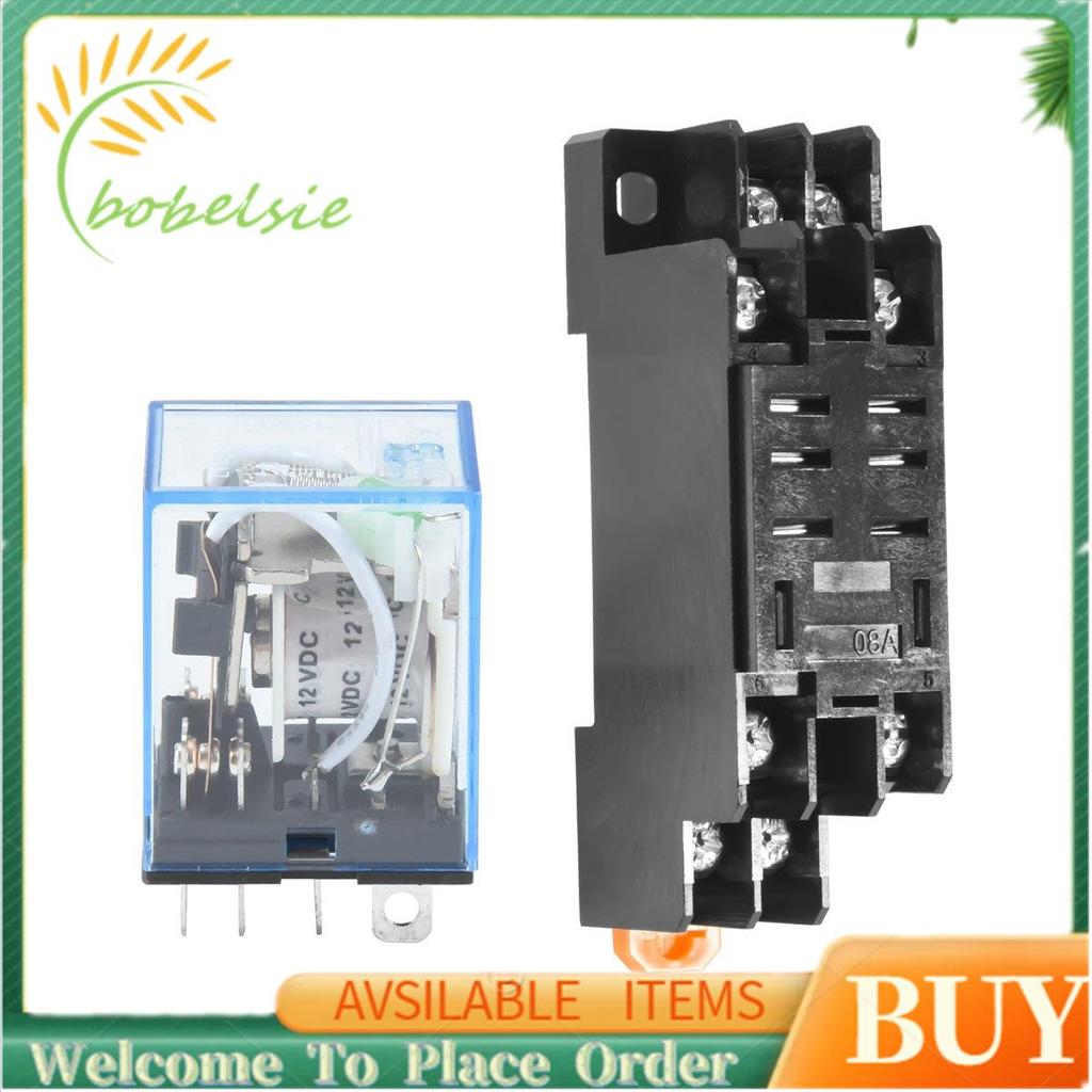 Rơle điện cuộn DC 12V DPDT LY2NJ HH62P-L JQX-13F 10A Có đế ổ cắm PTF08A