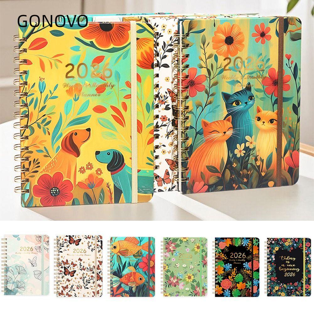 Lịch GONOVO 2026, Jan.2026 - Dec.2026 A5 2026 Planner, Chương trình nghị sự Tab hàng tháng Sổ tay cu