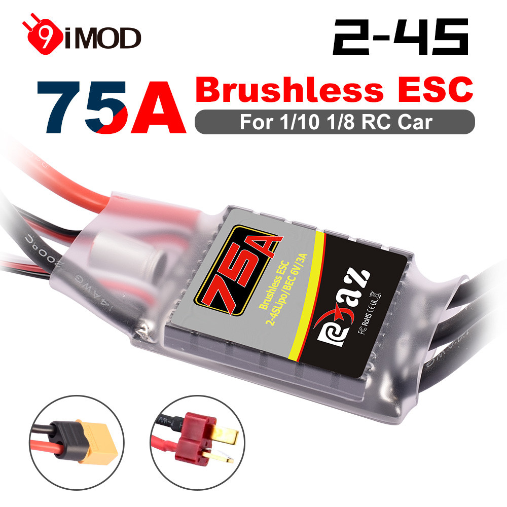9IMOD 75A Brushless ESC (2-4S) with 6V/3A BEC, Compatible with 540/3650/36660/3674 Motor for 1/10 1/