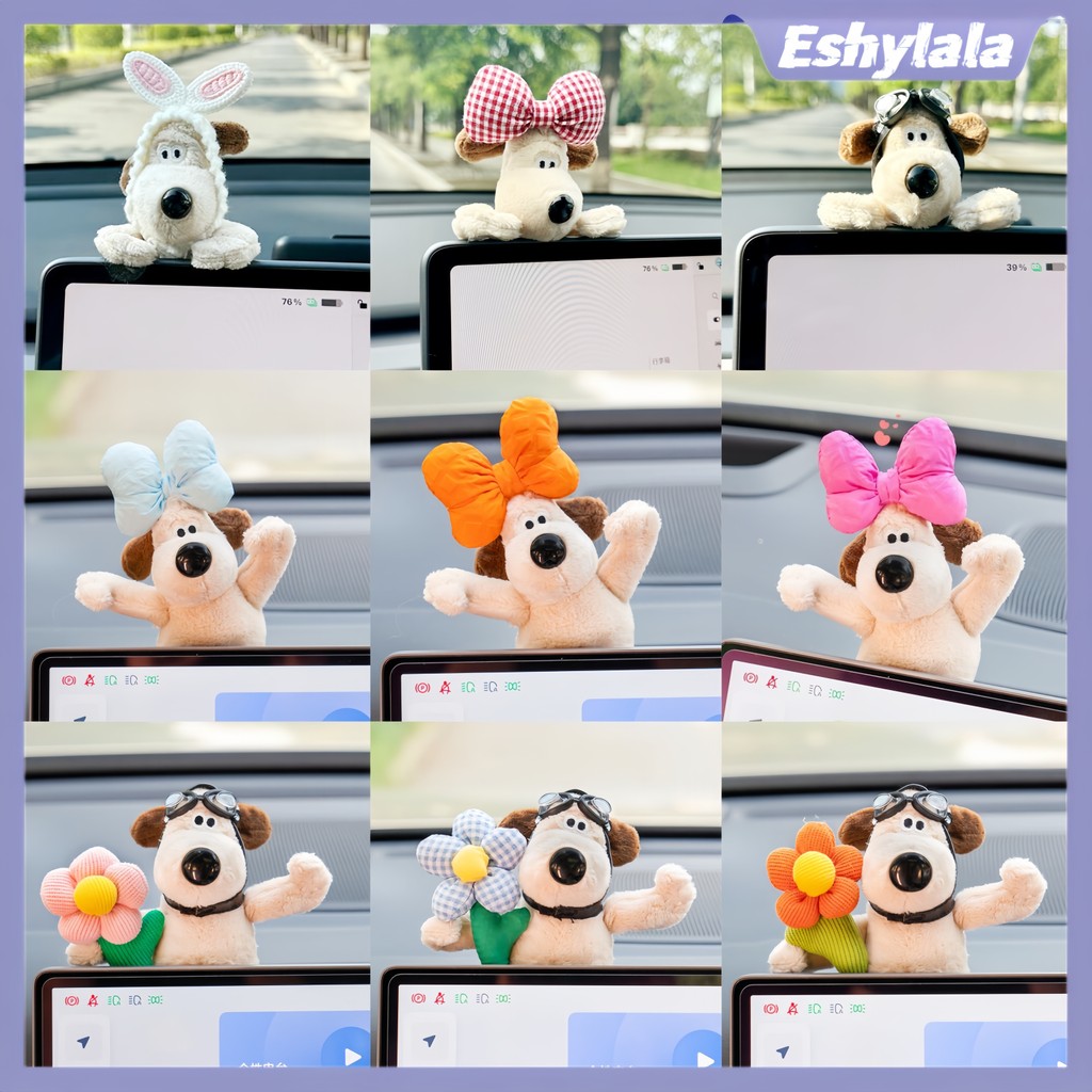 Eshylala Phim hoạt hình Puppy Đồ trang trí ô tô búp bê sang trọng, Phụ kiện trang trí ô tô 60-100 nhân vật. Eshylala