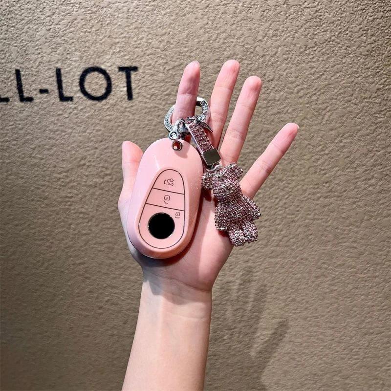 TPU Chìa Khóa Xe Ô Tô Vỏ Từ Xa Vỏ Giá Đỡ Dây Xích Túi Fob Cho Xe Mercedes Benz 2025 Mới C260L E300L 