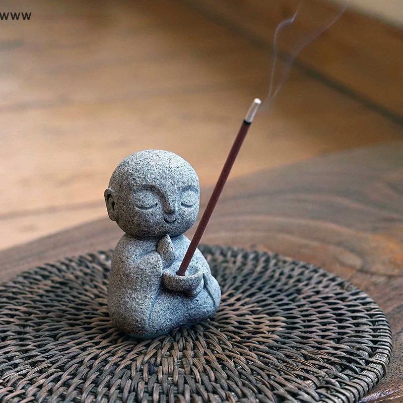 Ooo Nhật Bản Jizo Monk Hương Giá Đỡ Cho Gậy Thiền Sư Hương Đốt Đá Sa Thạch Phật Hương Dính Giữ uuuu