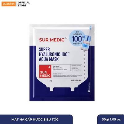 Mặt Nạ Sur.medic+ Super Hyaluronic 100tm Aqua Cấp Nước Siêu Tốc 30g | Guardian Việt Nam