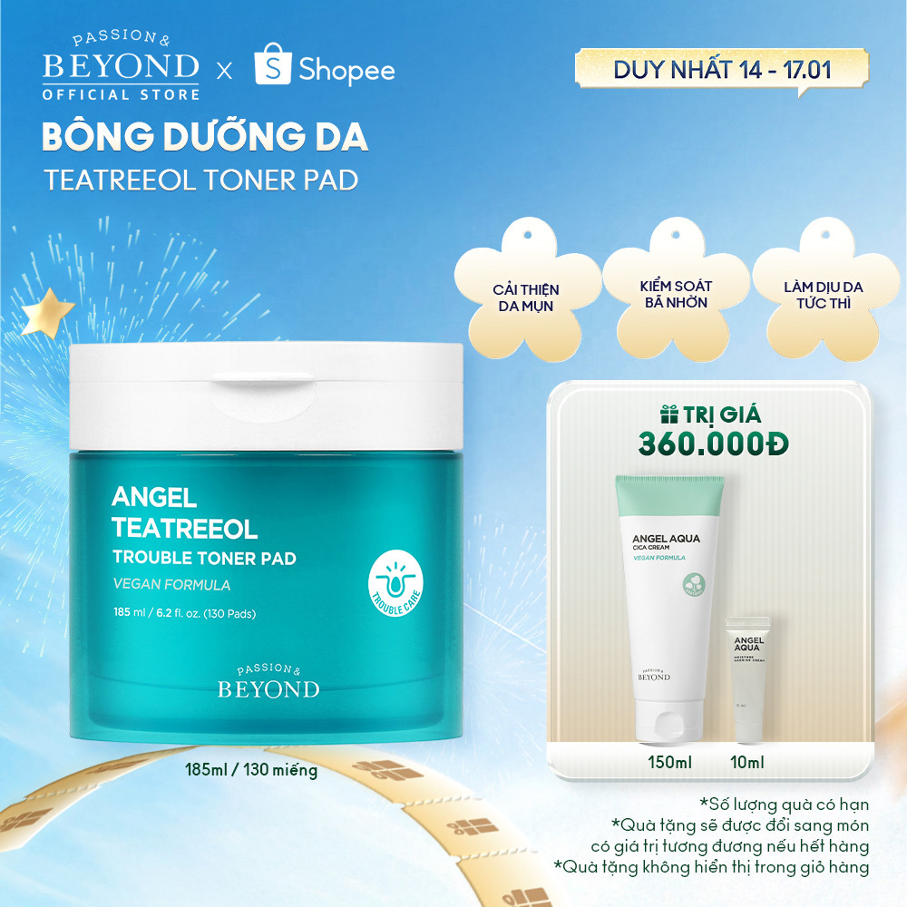 [Beyond Official] Bông dưỡng da thuần chay Beyond Angel Teatreeol Toner Pad 185ml (130 miếng)