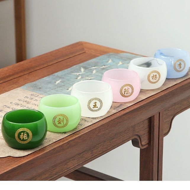 2026 Sản phẩm mới Cốc trà tráng men Master Cup Lettering Hundred Family Personal Kung Fu Tea Cup Jad