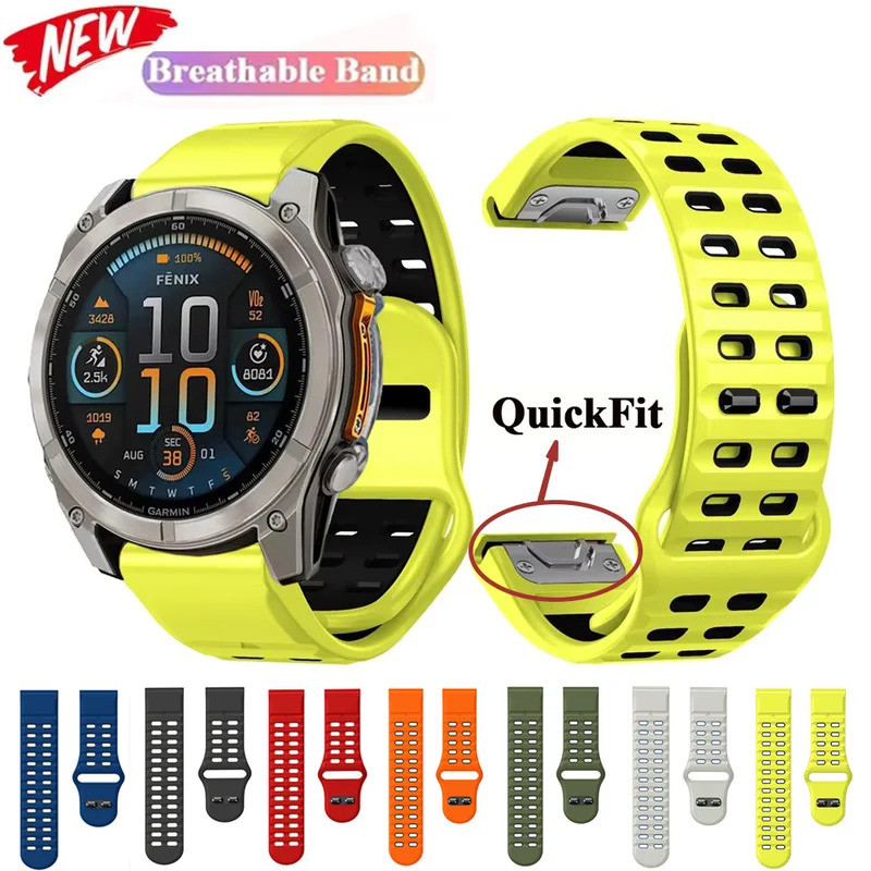 Dây Silicon QuickFit 26mm 22mm Cho Garmin Fenix 8 7X 7 6X 6 5X Plus Epix Pro Gen 2 Forerunner 945 95