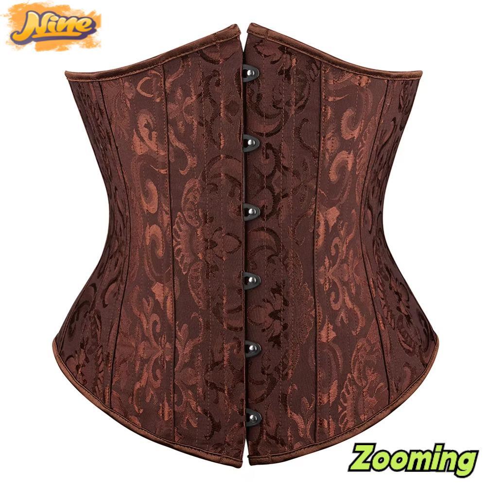Zooming Corset Bustier Top - 26 xương thép, Jacquard underbust corset đen trắng nâu, giúp định hình 