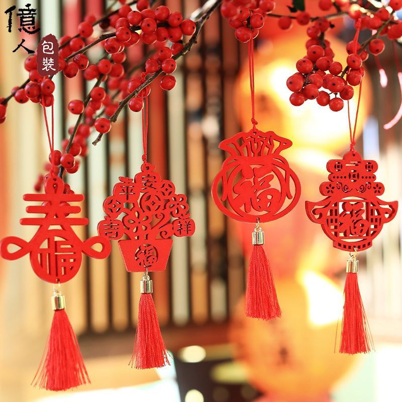 New Product#New Year Decoration Spring Festival Zodiac Horse Wooden Sign Hanging Ornament Mall Prope