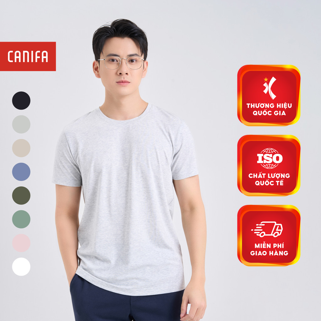 Áo phông nam CANIFA cộc tay cổ tròn basic 8TS25A002