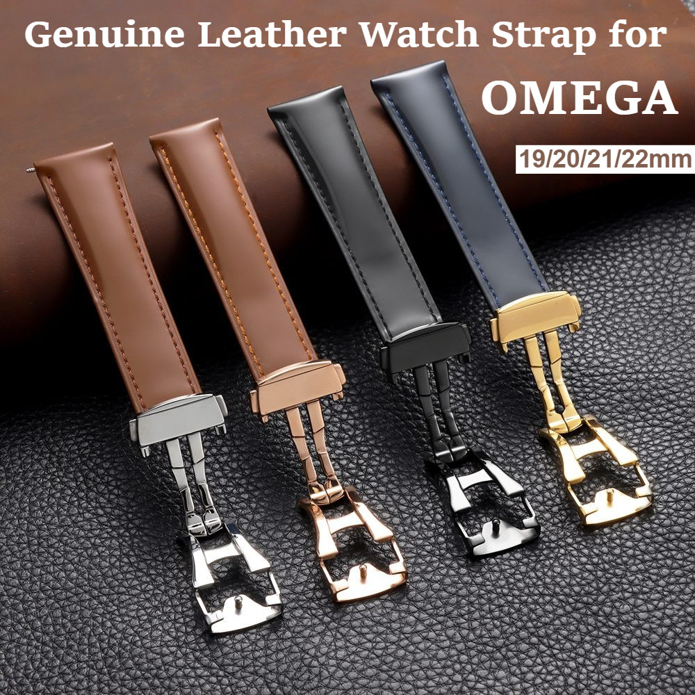Dành cho OMEGA Seamaster 150m 300m Dây đeo đồng hồ da thật cao cấp 19mm 20mm 21mm 22mm Speedmaster P