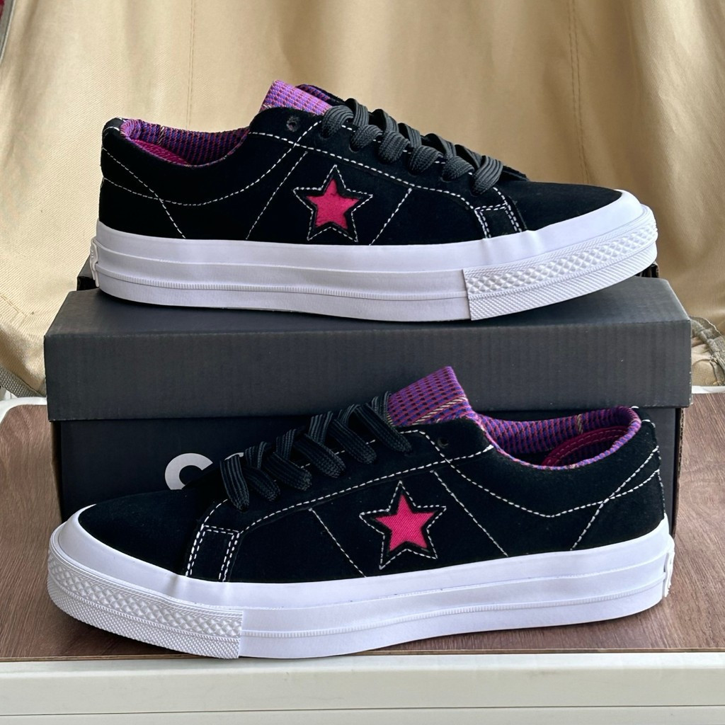 Converse One Star Tropical Feet One Star Suede Classic Đen Đen Tím Low-Top Giày thể thao