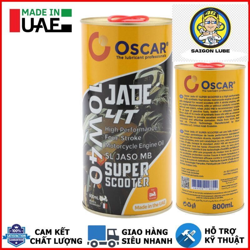 Nhớt xe ga Oscar Jade 4T Super Scooter 10W40 full tổng hợp - Nhập khẩu UAE