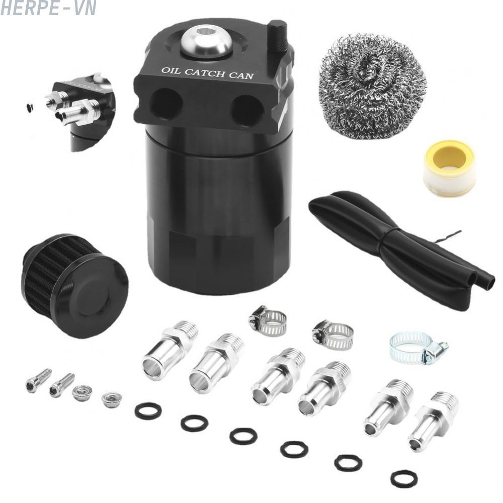 [HERPEVN]300ML Aluminum Oil Catch Can with Air Filter Steel Wool Breather Tank for Car[Ready stock]