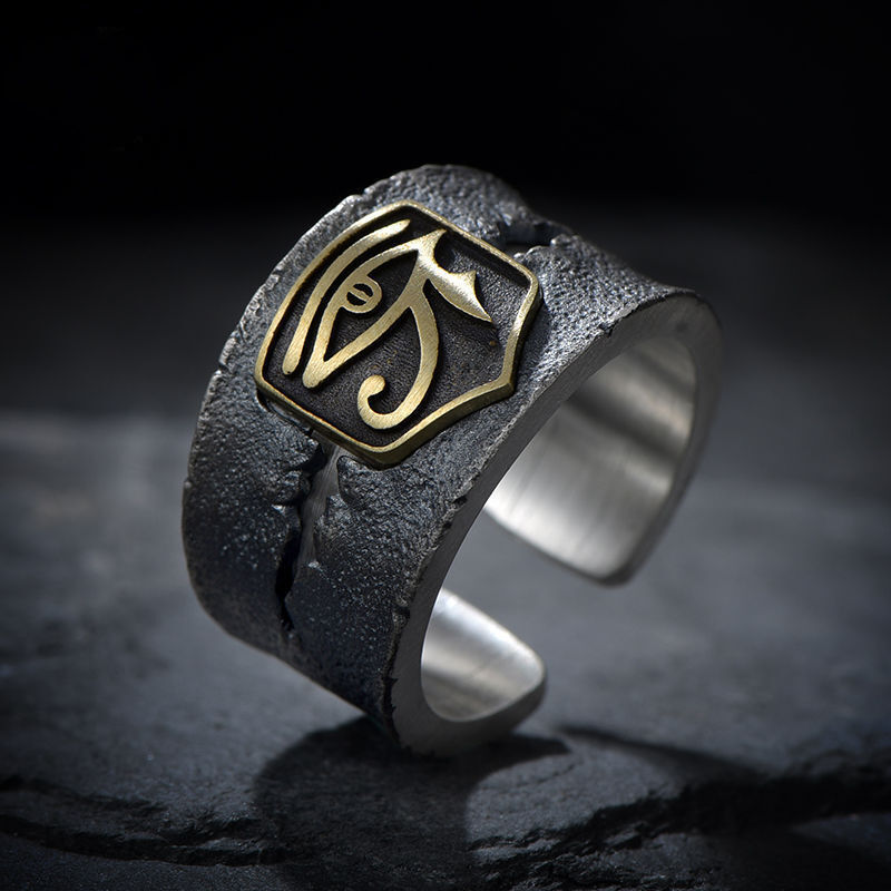 Jinling Eye of Power Ring S925 Trang sức Bạc Hor Golden Hor Golden Hor Power Eye Ring S925 Sterling 