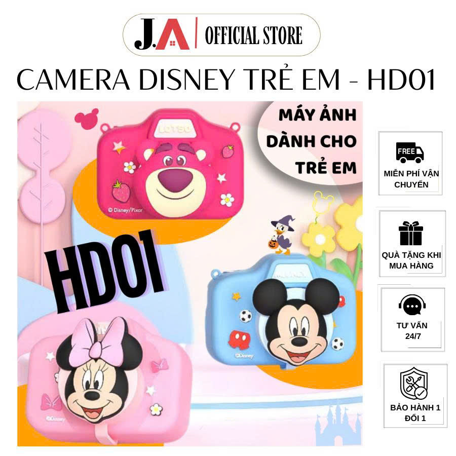 Máy Ảnh Trẻ Em Disney HD01 - Camera Chụp Hình Quay Video Cho Bé, Màn Hình IPS 2.0 Inch, Hỗ Trợ Thẻ N