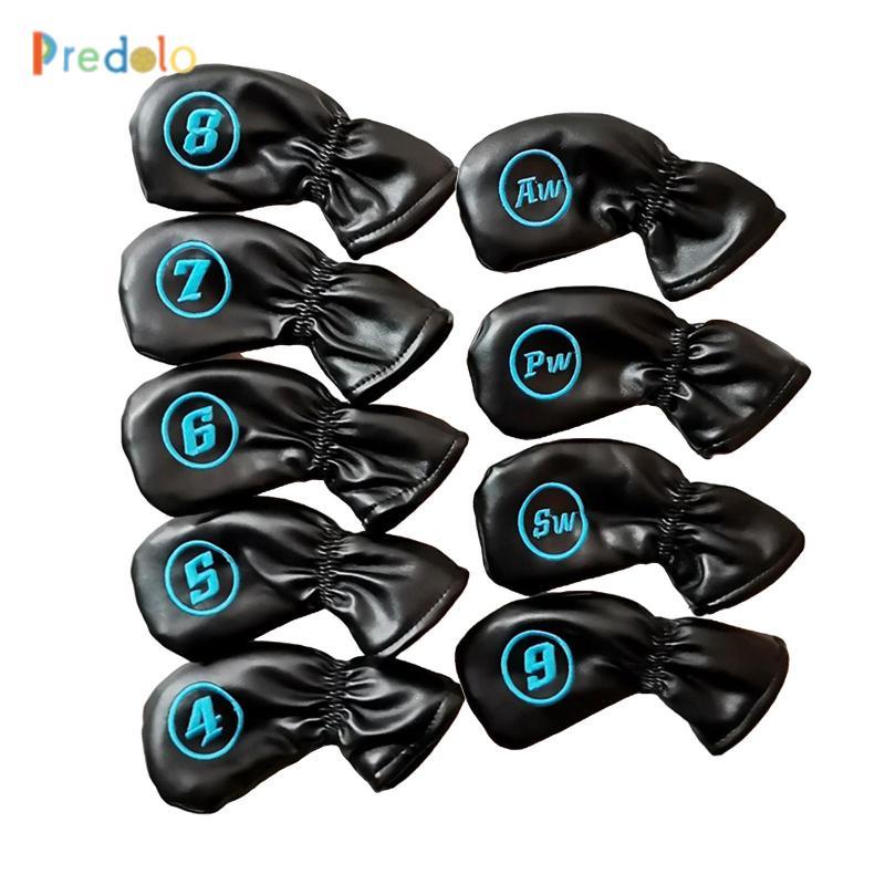 9 Cái / gói PU Golf Iron Covers Set Golf Club Head Cover Fit Most Irons Brand, 16x7x1cm